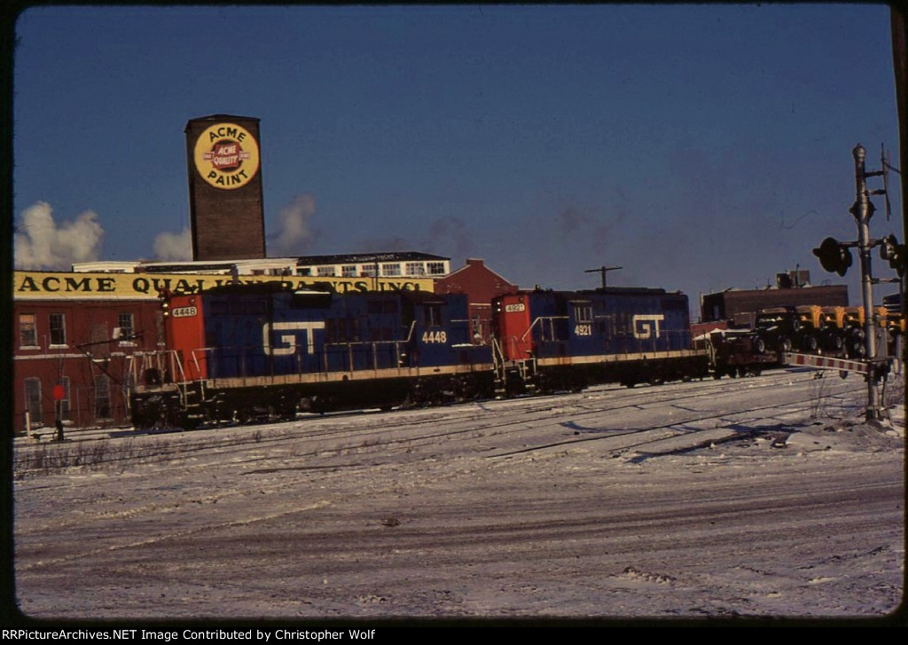 GTW Frand Trunk Western GP-9 #4448 Milwaukee Junction Detroit Michigan 1/17/1982